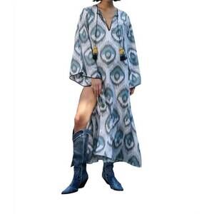 NEW PUNICANA harem caftan dress with tassels in blue evil eye